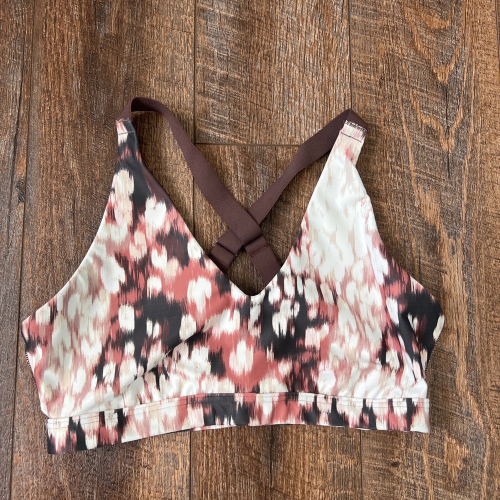 Aerie Brown and Pink Patterned Sports Bra